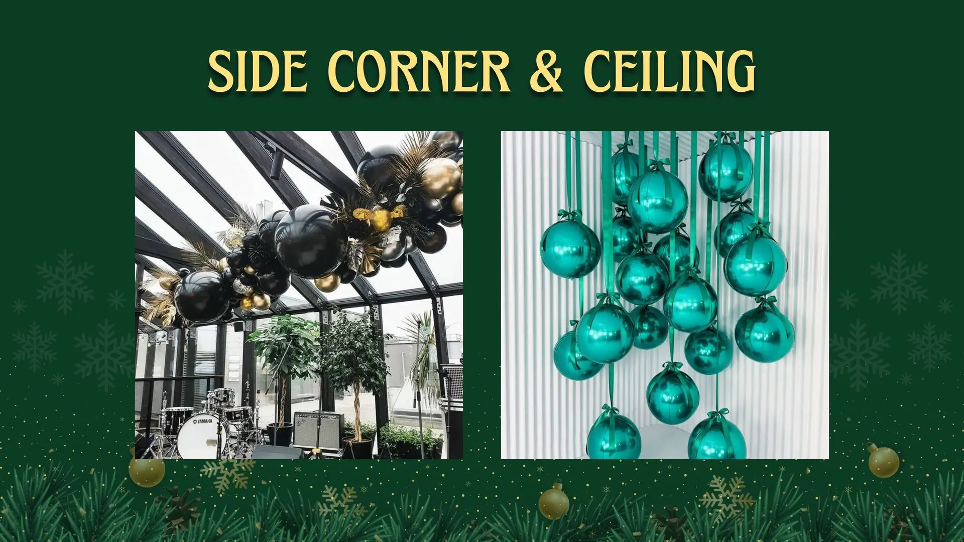 Festive Christmas side corner and ceiling decoration in a Dubai restaurant by Duo Star Technical LLC